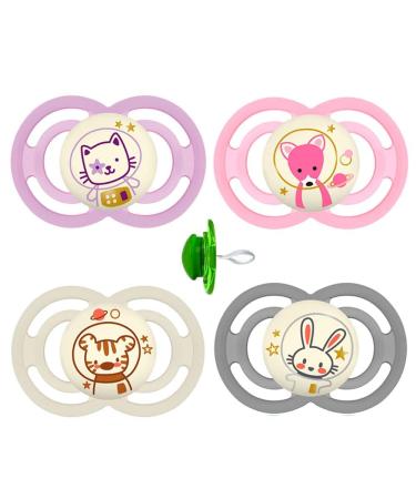 Mam Perfect Night "Skin Soft Silikon" Schnuller bright 6-16 months 4 Set // Fairy Tale Friends // incl. 2 Sterilisier transport boxes - Buy Online on GoSupps.com