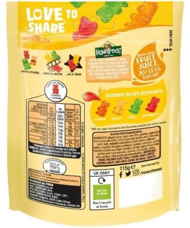3 x Rowntree's Gummy Bears Sharing Bag 115g Delicious Tasty And Twisty Treat Gift Hamper For Birthday Christmas Easter Sold By Kidzbuzz - Buy Online on GoSupps.com