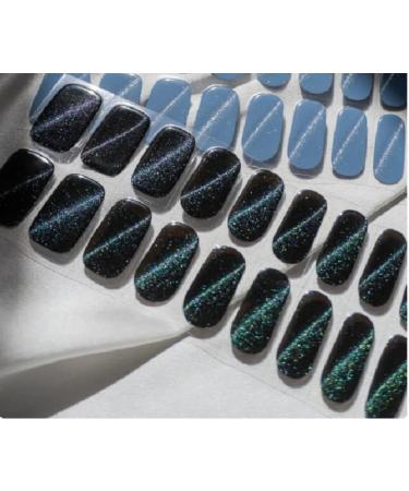 Buy Apollo Semi Cured Gel Nail Strips - 20pcs Magnetic Cateye Glitter Rainbow Black Nail Wraps Kit for Women - UV Light Required - Buy Online on GoSupps.com