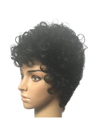Buy Funnyfeng Confusing Curly Wigs Real Brazilian Virgin Hair Wigs for Black Women | Short Lace-Free Perfect for Parties & Prom - Buy Online on GoSupps.com