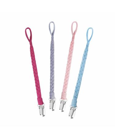 LATRAT 4 pieces pacifier chain for babies attachment for pacifiers made of cotton for bibs triangular made of fabric