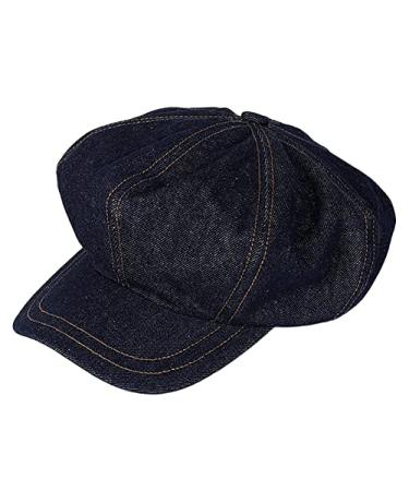 Denim Newsboy Cap for Women Fashion Baseball Cap Wide Brim Sun Hat Blue Berets Comfy Lightweight Adjustable Outdoor Dark Blue