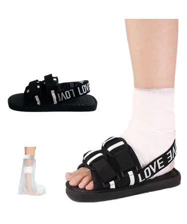 DEEYOTA Post Op Shoe for Broken Foot Adjustable Medical Walking Boots Fracture Shoes for Foot Injuries Postoperative Orthopedic Rehabilitation Cast Shoes for Fractures and Sprains-Left or Right Black M