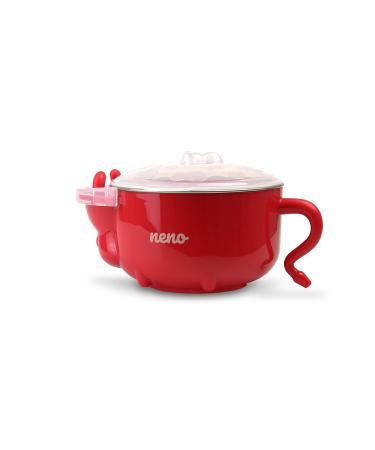 Neno Thermal Children's Tableware Set - Baby Feeding Containers Fork and Suction Bowls in Mucca Red | 200ml Silicone Bottle | Safe & Non-Slip - Buy Online on GoSupps.com