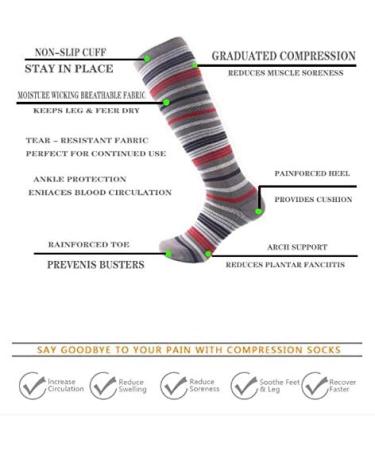 Zlyj Compression Stockings for Women & Men - 3 Pairs Patterned Knee Socks for Running & Fitness - Buy Online on GoSupps.com