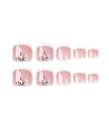 FEIlei 24Pcs Artificial Toe False Nails Tips Press on Nails Fake Nails for Manicure