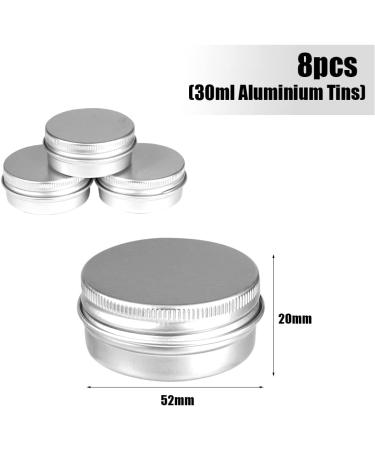 8 Pieces Aluminum Container 30ML Small Aluminum Can with Screw Cap Round Silver Aluminium Tin Cosmetic Jars for Carrying Makeup Creams Lotions - Buy Online on GoSupps.com