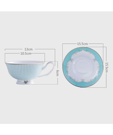 Striped Porcelain Coffee Cup and Saucer Set Cup Drink Breakfast Cup House Kitchen Office - Buy Online on GoSupps.com
