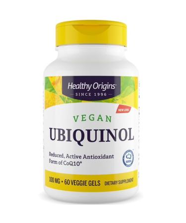 Healthy Origins vegan ubiquinol with Kaneka QH 100mg high dose 60 vegan soft capsules laboratory tests gluten -free soybrei vegetarian without genetic engineering
