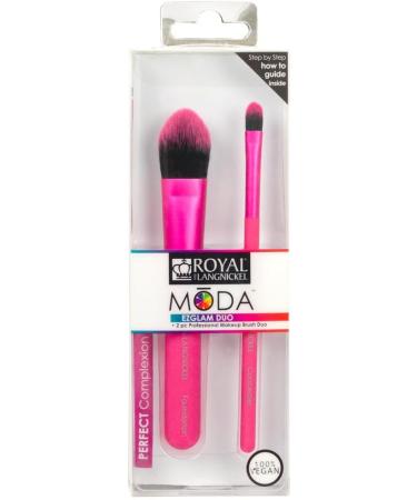 MODA Royal & Langnickel Travel Size EZGlam Duo Perfect Complexion 2pc Makeup Brush Set Includes - Foundation and Concealer Pink - Buy Online on GoSupps.com