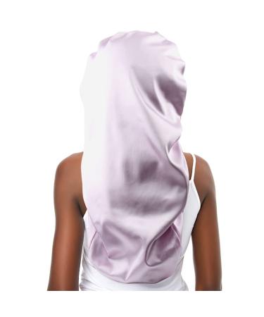 Greatremy Extra Long Silky Satin Hair Bonnet - Double Layer Sleep Cap for Women - Extra Long Pale Purple - Buy Online on GoSupps.com