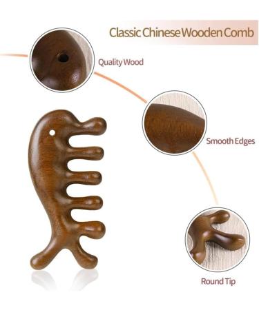 Fubdnefvo Green Sandalwood Head Massage Comb - Portable Acupressure Tool for Facial Relaxation & Wellness - Buy Online on GoSupps.com