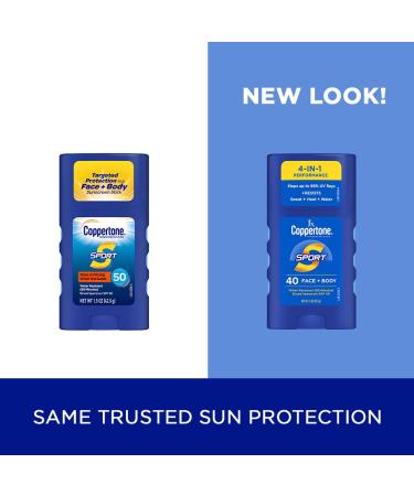 Coppertone SPORT Sunscreen Stick SPF 40 - Water Resistant Travel Size 1.5 Oz Stick for Face and Body - Buy Online on GoSupps.com