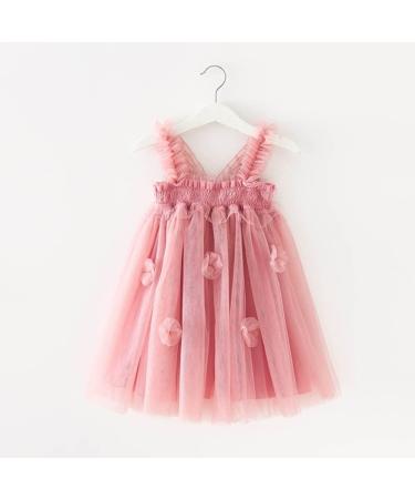 PythJooh Baby Girl Tulle Dress | Toddler Sleeveless Butterfly Wings Tutu Princess Dress | Daisy Stars Sundress for 0-4 Years | 12-18 Months | Dusty Pink - Buy Online on GoSupps.com