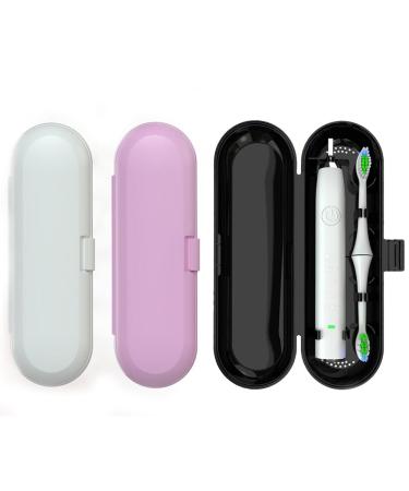 3 pieces toothbrushes etui travel case electrical toothbrush - portable electric toothbrush box container travel bag for toothbrushes protective cover for travel outdoor camping school black white pink