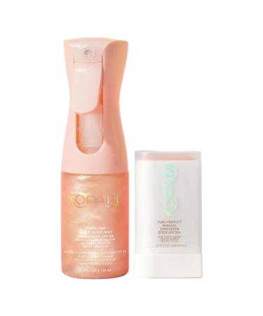 Kopari Rose Gold Sunglaze Sheer Body Mist Sunscreen SPF 42 & Pure Protect 100% Mineral Sunscreen Stick SPF 50+