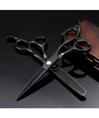 Hair Cutting Scissors 6 Inch Professional Black Salon Barber Scissor Hair Scissors Hairdressing Cutting Thinning Shears Set