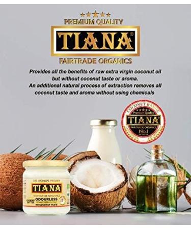 TIANA Fairtrade Organic Virgin Coconut Oil Odourless Cooking Butter 350ml (Pack of 4) 350ml Pack of 4 - Buy Online on GoSupps.com