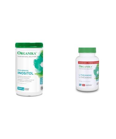 Organika Inositol (Myo-Inositol) 500g | L-Theanine Bonus Size 110 vcaps - Cellular Response Mood Balance & Relaxation Inositol + L-Theanine Bonus