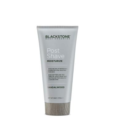 Blackstone Men's Grooming Post Shave Moisturizer with Tea Tree Oil  Shea Butter  Vitamin E  & Aloe | Soothing Cooling Balm | Cruelty & Paraben Free | Made in USA | Sandalwood (6 oz)