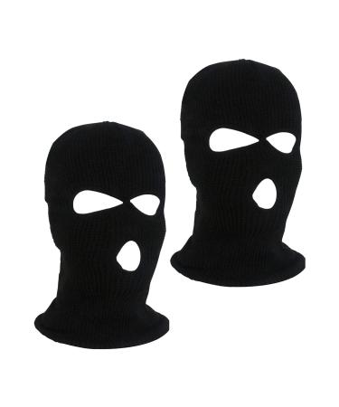 Nitaiun 2 pieces 3-hole full face cover Ski knitted storm hood breathable windproof windproof skim mask motorcycle mask bike mask for men and women black unit size unit size black - Buy Online on GoSupps.com