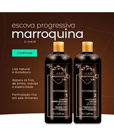 G.Hair Marroquina Brazilian Keratin Treatment 2L | Progressive Brush for Smoothing & Straightening | Volume Reducer | 100% Straight Hair | Free Gifts $30 Value - Buy Online on GoSupps.com