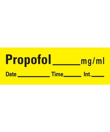 PDC Healthcare AN-27 Anesthesia Tape with Date Time and Initial Removable Propofol mg/mL 1 Core 1/2 x 500 Imprints Yellow 333 (Pack of 1)