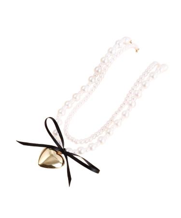 Oralgo's necklace with pear pearls elegant black band loop heart necklace adjustable necklace wedding bridal jewelry