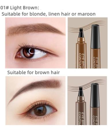 Magical Precise Waterproof Natural Microblading Eyebrow pen with 4 Fork Tip Pencil Natural Looking Brows Effortlessly and Stays on All Day-Dark brown - Buy Online on GoSupps.com