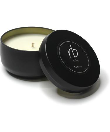 Rosbas Palo Santo Scented Candle - Natural Soy Wax Black Metallic Tin 6 oz Handmade in the USA Non-Toxic Long Burn Time - Buy Online on GoSupps.com