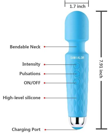 Handheld Cordless Waterproof Wand Massager | USB Rechargeable | 20 Vibration Patterns | 8 Speed | Full Body Massage | Light Blue - Buy Online on GoSupps.com
