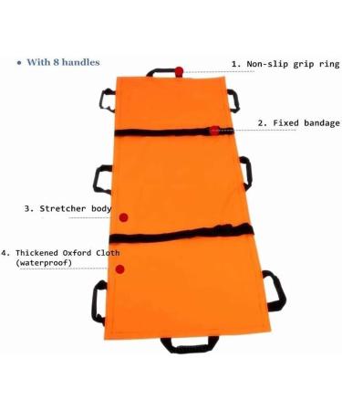 Portable Stretcher Waterproof Soft Stretcher 8 Handles Emergency Rescue Folding Stretcher Back Stretcher Positioning Bed Pad for Household Emergency Work Transfer Sling Orange - Buy Online on GoSupps.com