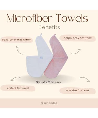 KURL & KO Microfiber Hair Towel Wrap for Women | Anti-Frizz Quick Drying Hair Turban | Lightweight & Absorbent Pink Hair Wrap - Buy Online on GoSupps.com