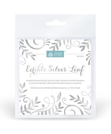Squires Kitchen Edible Pure 24 Carat Silver Leaf Flake 25 Sheets