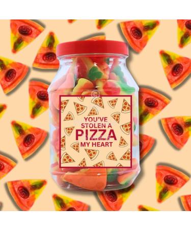 " YOU'VE STOLEN A PIZZA MY HEART" - Pizza Gummy Jelly Candy Sweet Gift in a Jar 400g