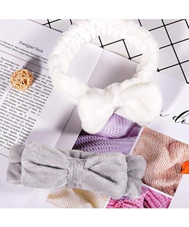 Queta 3 Pack Microfiber Bowtie Headbands for Women - Soft Makeup, Shower, Spa, Yoga Hair Bands in White, Gray, Black - Buy Online on GoSupps.com