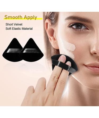 Powder Puff Face Triangle Talcum Setting Make Up Loose Under Eye Dry Baking Pressed Makeup Beauty tool Triangular Puff With Strap Fan Shaped Cosmetic applicator Soft Finger Sponges Reusable (2 BLACK) 2 BLACK - Buy Online on GoSupps.com