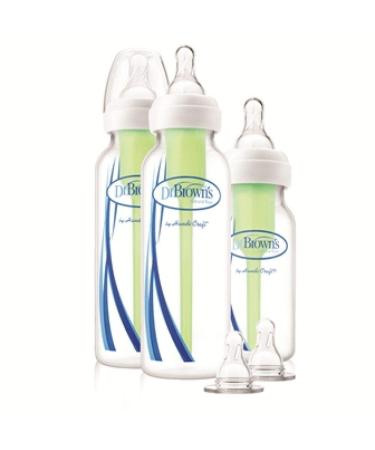 Dr. Brown s Natural Flow Anti-Colic Options+ Narrow Baby Bottle Starter Kit 1x 4oz/120ml Bottle & 2X 8oz/250ml Bottles with Level 1 Slow Flow Teat Kit Also Includes 2X Level 2 Medium Flow Teats