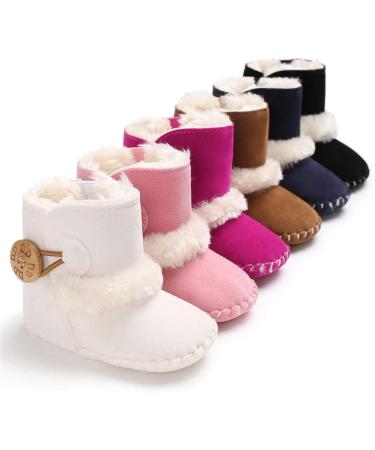 EDOTON Baby Warm Booties with Button Design | Soft Non-slip Sole Snow Boots for 0-6 Months | Pink - Buy Online on GoSupps.com