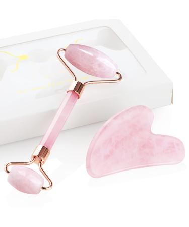 Geeric Gua Sha and facial scooter tool natural green Jade Roller Massager roller Gua Sha Stein & Facial Roller improvement of fine lines and edema eliminates eye swelling pink