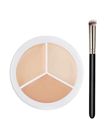 Concealer Contour Palette With Brush 3 In 1 Color Correcting Highlight Concealer Contour Makeup Palette color corrector for dark circles Contouring foundation palette Waterproof&Long-Lasting contouring makeup kit for beg...