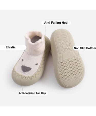 Soft Sole Toddler Sock Shoes for Baby First Walking | Grips for Boys Girls 18-24 Months Beige - Buy Online on GoSupps.com
