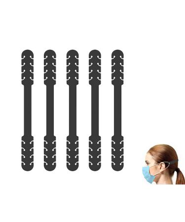 Miesherk 5PCS Mask Extender Adjustable Extender Anti-Tightening Holder Band for Ear Protection Decompression Ear-Loop Anti-Slip Extension Hook Silicone Earsaver (Black)