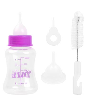 Breeding bottle puppy dogs milk bottle PET 60ml and 150ml silicone small baby bottle set for cat feeding tool with replacement mini nipple for pets (large pink)