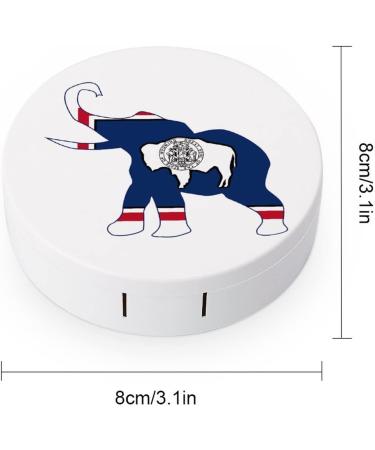 Wyoming Elephant Flag Round Case For Contact Lens Kit Storage Box with Mirror Printed - Buy Online on GoSupps.com