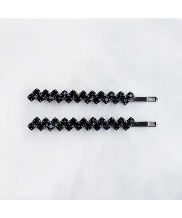 FRCOLOR 2 Pairs Crystal Rhinestone Hair Pins - Stylish Decorative Hair Clips for Women in Black - Buy Online on GoSupps.com