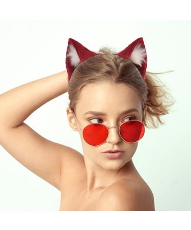 Cat Ear Fox Headband Hairband Fancy Dress Hair Clip Hair Hoop Hairband Animal Ears Cosplay Party Costume Ears Headwear Brown-white - Buy Online on GoSupps.com
