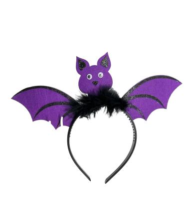 hgnxa Adult Kids Cartoon Bat Wing Shape Headband Woman SPA Hair Hoop Makeup Halloween Taking Photos Christmas Party Headpiece Purple
