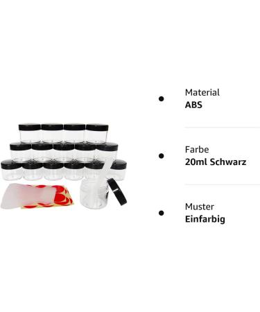 Great Foru 16-Piece Set - 20g/20ml Empty Transparent Plastic Cream Doses for Cosmetics Lip Balm Jars Nail Art with Black Screw Lid Mini Spatula & Labels - Perfect for International Shipping - Buy Online on GoSupps.com
