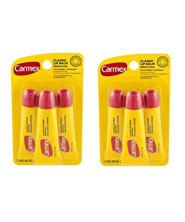 Carmex Lip Balm Tube Classic Medicated 0.35 Ounce (6 Tubes)